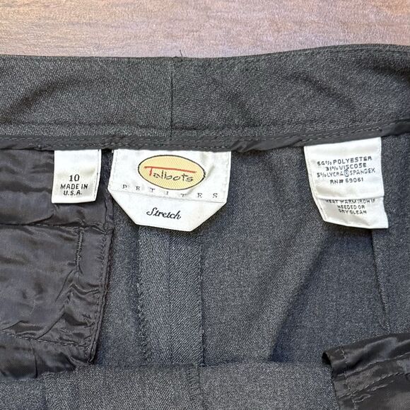 Talbots Womens Gray Dress Pants Flat Front Mid Rise Straight Leg Stretch 10P - Picture 5 of 9
